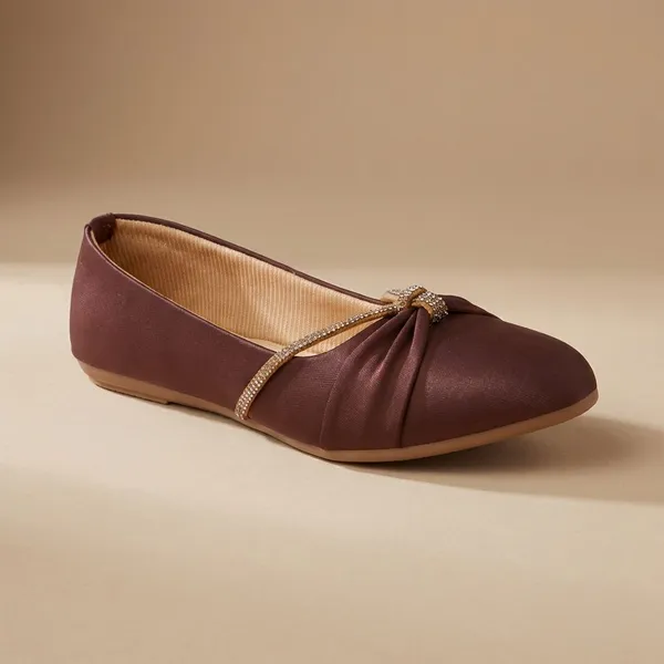Brown_Elegant_Flats_With_Rhinestone_Strap_Detailing_For_Women