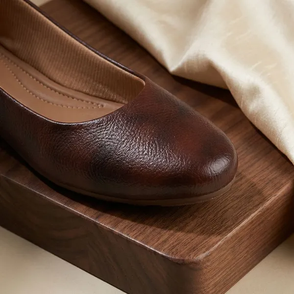 Brown_Classic_Textured_Ballerina_Flats_For_Womencasual_&_Daily_Wear_Comfort_Footwear
