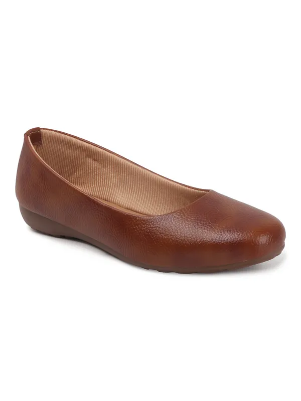 Tan_Classic_Textured_Ballerina_Flats_For_Womencasual_&_Daily_Wear_Comfort_Footwear