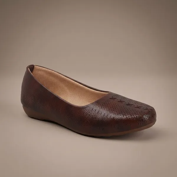 Brown_Elegant_Womens_Comfortable_Flats_With_Stitch_Detailing