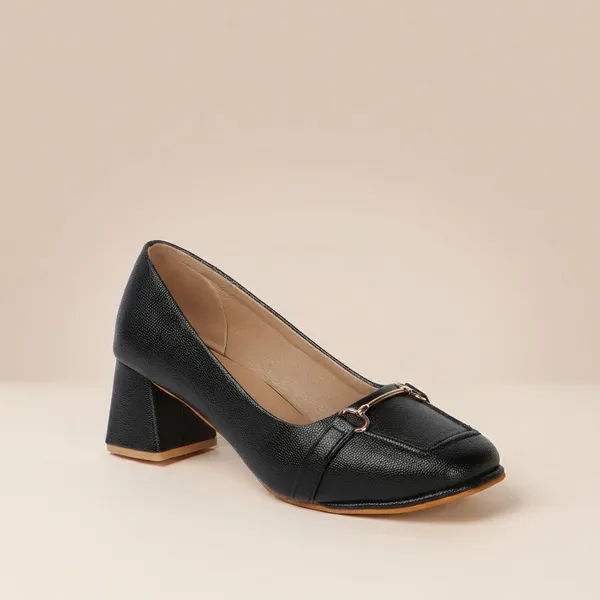 Black_Elegant_Block_Heels_For_Office,_Formal_Events_&_Chic_Everyday_Outfits_With_Textured_Finish