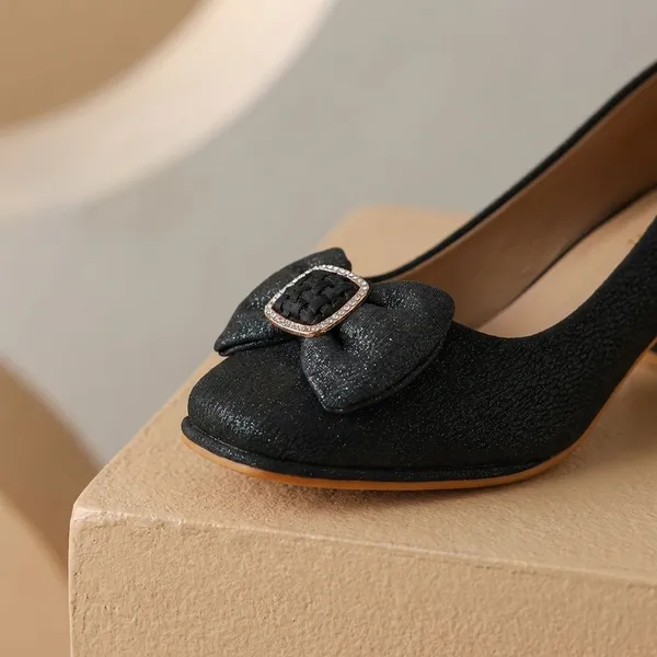 Black_Elegant_Black_Party_Block_Heels_For_Women_With_Bow_And_Buckle_Detail