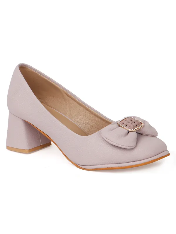 Lavender_Elegant_Black_Party_Block_Heels_For_Women_With_Bow_And_Buckle_Detail