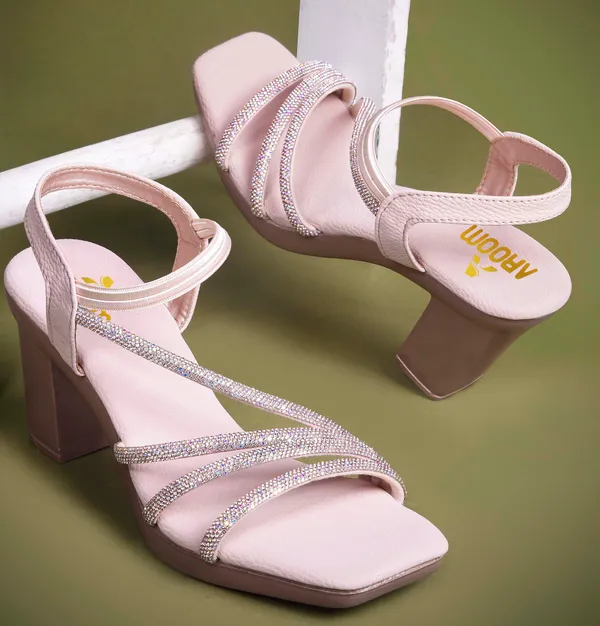 Peach_Elegant_Block_Heels_With_Sparkling_Rhinestone_Straps_And_Comfortable_Fit_For_Party_And_Festive_Wear