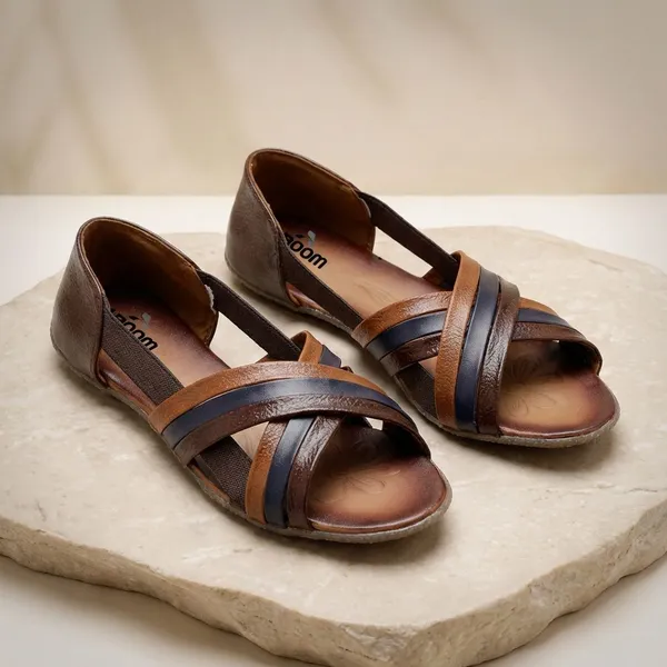 Brown_Stylish_Brown_Woven_Leather_Look_Open_Toe_Flats_For_Women_With_Comfort_Fit_And_Elegant_Design