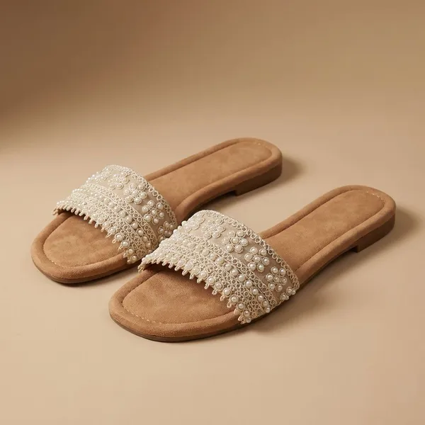 Cream_Elegant_Slip_On_Sandals_With_Pearl_Studded,_Soft_Padded_Insole,_And_Large_Decorative_Front_Name