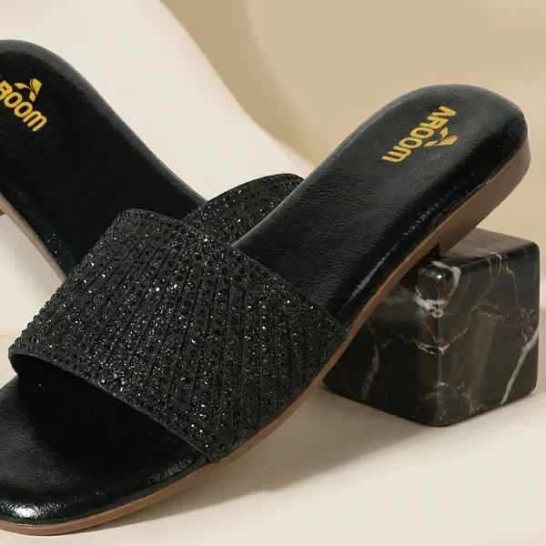 Black_Stylish_Embellished_Ethnic_Flats_Sandal_With_Textured_Strap_And_Comfortable_Slip_On_Design_For_Women