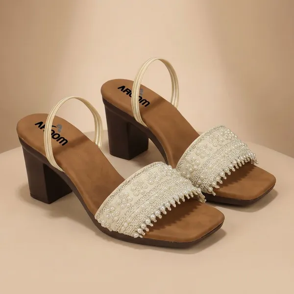 Cream_Elegant_Pearl_Embellished_Block_Heel_Sandal_For_Womenperfect_For_Festive_And_Party_Wear