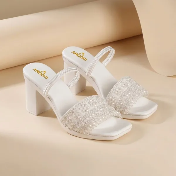 White_Elegant_Pearl_Embellished_Block_Heel_Sandal_For_Womenperfect_For_Festive_And_Party_Wear