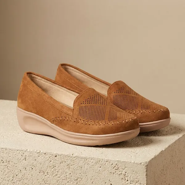 Tan_Womens_Casual_Slip_On_Loafers_With_2_Inch_Heel_Cushioned_Insoles,_Breathable_Mesh_Detailing,_Flat_Sole,_Ideal_For_Daily_Wear_And_Comfort