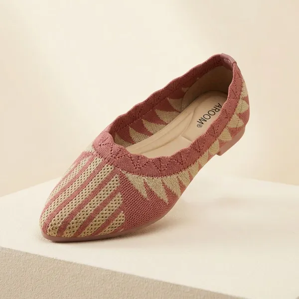 Peach_Trendy_Knitted_Ballerina_Flats_For_Women_With_Flexible_Sole_And_Breathable_Comfort