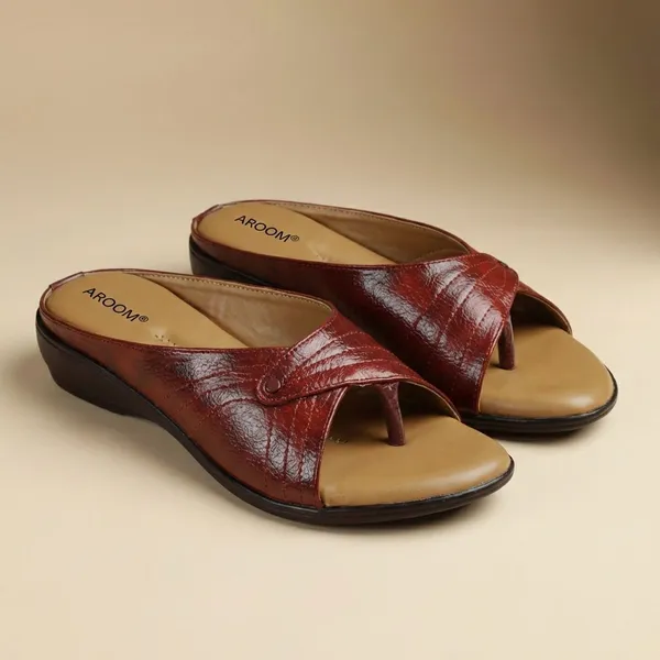 Maroon_Stylish_Comfort_Slip_On_Flats_For_Women_With_Soft_Cushion_Sole_And_Trendy_Toe_Design