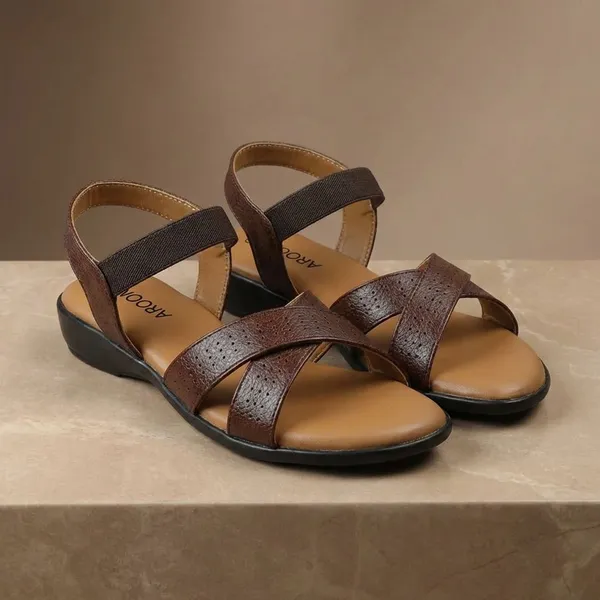 Brown_Stylish_Womens_Criss_Cross_Strap_Sandal_With_Cushioned_Insole_And_Low_Heel_For_Daily_Comfort