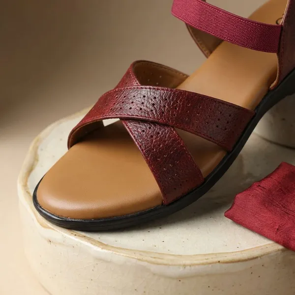 Red_Stylish_Womens_Criss_Cross_Strap_Sandal_With_Cushioned_Insole_And_Low_Heel_For_Daily_Comfort