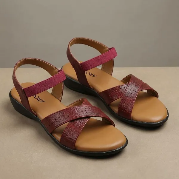Red_Stylish_Womens_Criss_Cross_Strap_Sandal_With_Cushioned_Insole_And_Low_Heel_For_Daily_Comfort