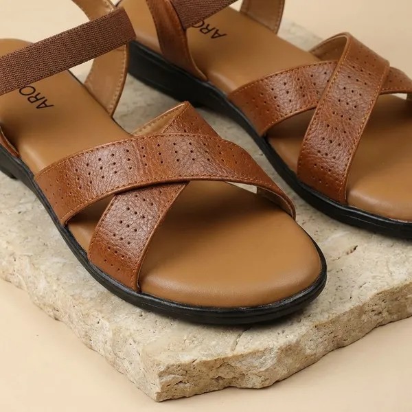 Tan_Stylish_Womens_Criss_Cross_Strap_Sandal_With_Cushioned_Insole_And_Low_Heel_For_Daily_Comfort