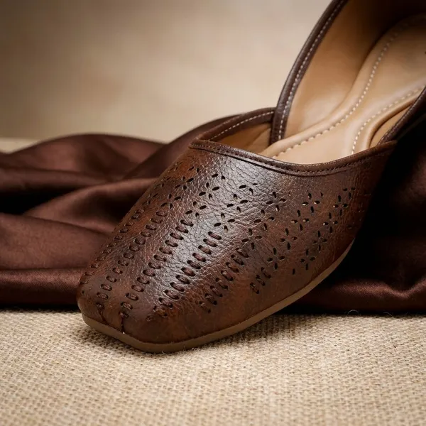 Brown_Stylish_Closed_Toe_Womens_Flat_With_Perforated_Pu_Design_And_Cushioned_Insole_For_Daily_Comfort