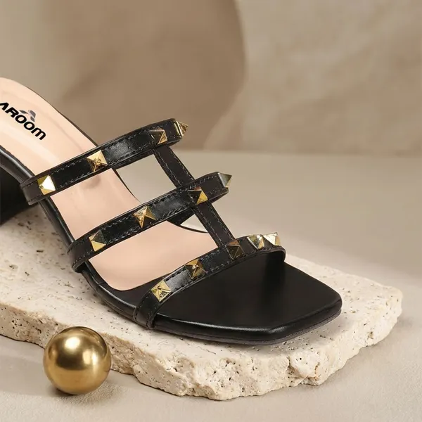 Black_Elegant_Block_Heels_For_Women_With_Gold_Stud_Straps_And_Comfortable_Cushion_Footbed