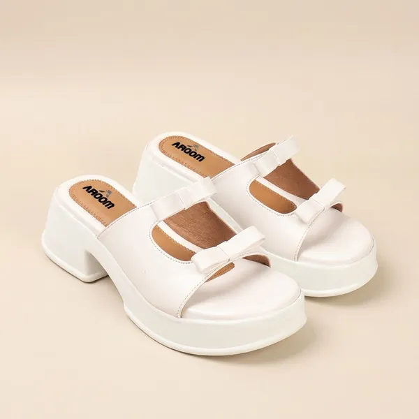 White_Trendy_Platform_Block_Heels_For_Women_With_Double_Bow_Straps_And_Cushioned_Insole_Comfort