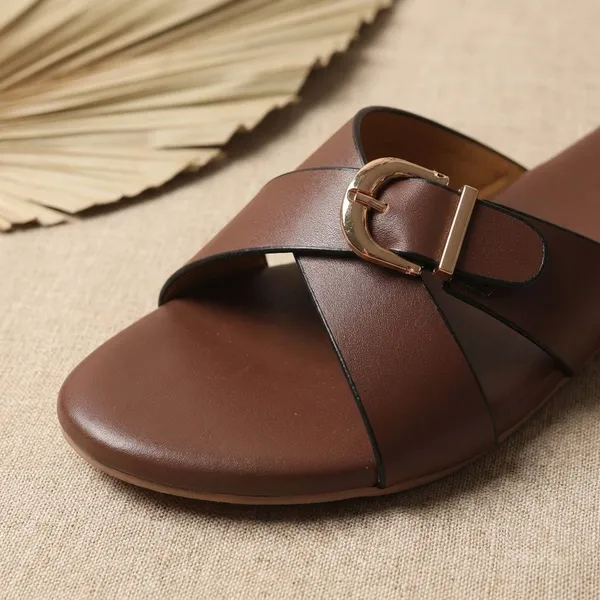 Brown_Women_Flat_Sandal_Elegant_Slip_On_Sandals_With_Pearl_Studded_V_Strap,_Soft_Padded_Insole,_And_Large_Decorative_Front