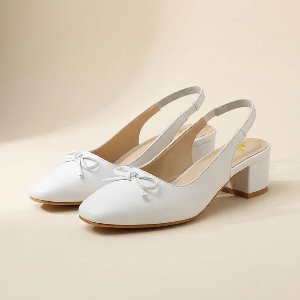 White_Women_Sandal_Slingback_2_Inch_Block_Heels_With_Square_Toe,_Stylish_Bow_Accent,_Perfect_For_Formal_Events,_Office,_Or_Casual_Outings