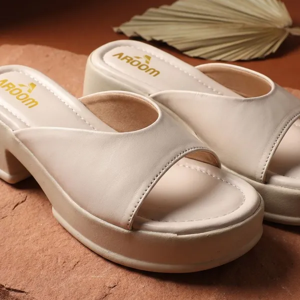 Cream_Cream_Faux_Leather_Casual_2_Inch_Heel_Sandal_For_Women
