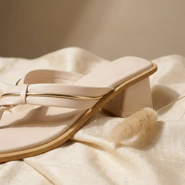 Cream_Trendy_Toe_Ring_Block_Heel_Sandals_For_Women_With_Elegant_Gold_Strap_Design