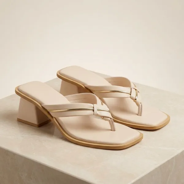 Cream_Trendy_Toe_Ring_Block_Heel_Sandals_For_Women_With_Elegant_Gold_Strap_Design