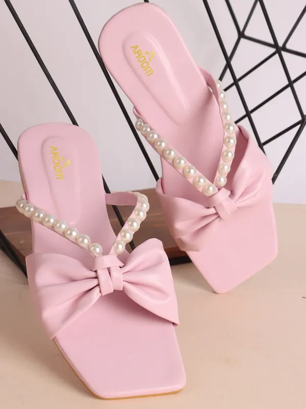 Peach_Peach_Synthetic_Leather_Casual_Slipper_For_Women