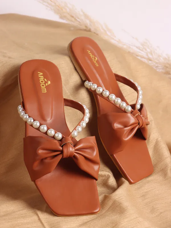 Tan_Tan_Synthetic_Leather_Casual_Slipper_For_Women