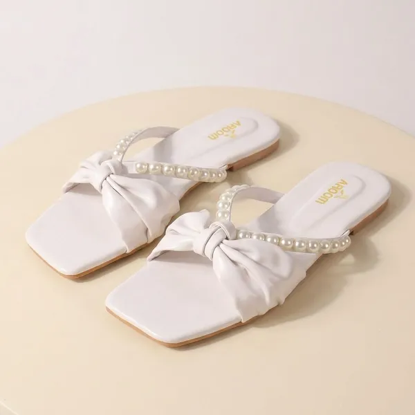 White_White_Synthetic_Leather_Casual_Slipper_For_Women