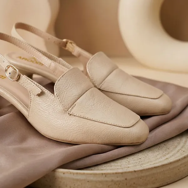 Cream_Elegant_Slingback_15_Inch_Heels_With_Low_Kitten_Heel,_Loafer_Style_Front,_And_Adjustable_Buckle_Strap_For_Stylish_Comfort