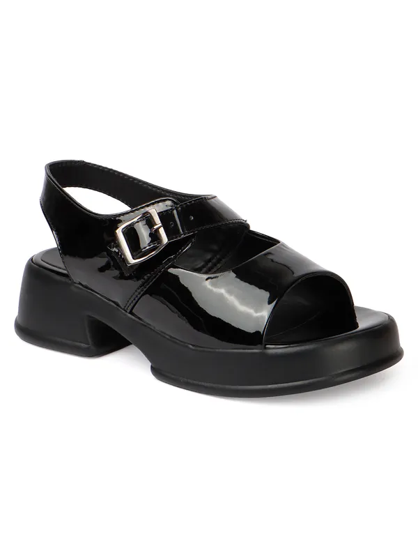 Black_Trendy_Beige_Platform_Sandals_With_Buckle_Detail_And_Block_Heel