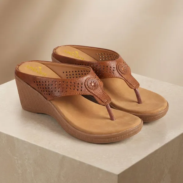 Tan_Stylish_Wedge_Heel_Sandals_For_Women_With_Toe_Ring_Design