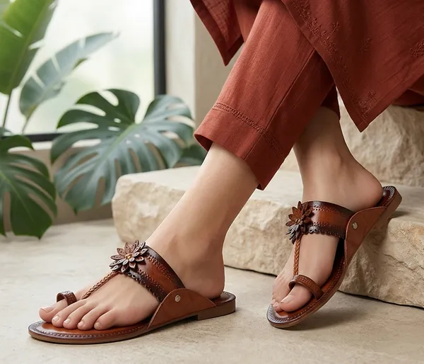 A_pair_of_stylish_women�s_slip-on_loafers_in_a_warm_tan/brown_color_with_a_subtle_ribbed_texture.