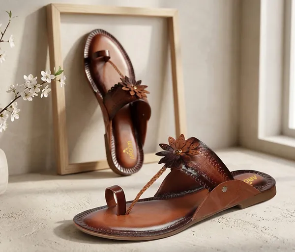 A_pair_of_stylish_women�s_slip-on_loafers_in_a_warm_tan/brown_color_with_a_subtle_ribbed_texture.