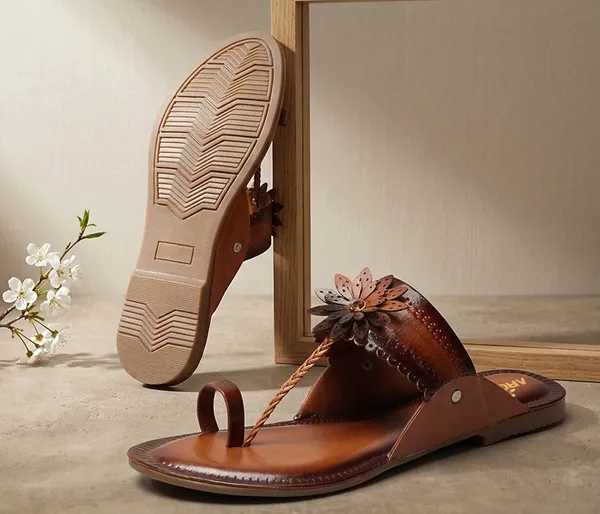 A_pair_of_stylish_women�s_slip-on_loafers_in_a_warm_tan/brown_color_with_a_subtle_ribbed_texture.