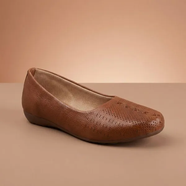 Brown_Elegant_Womens_Comfortable_Flats_With_Stitch_Detailing