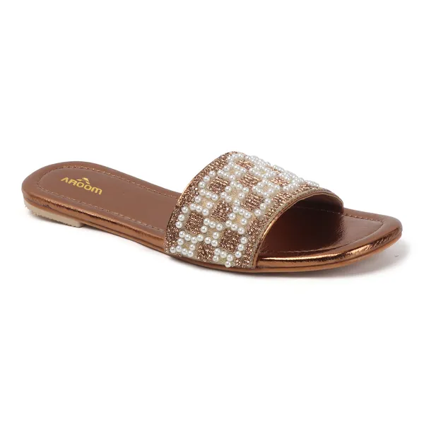 Aroom_Women�s_Pearl_Embellished_Ethnic_Slide_Sandals
