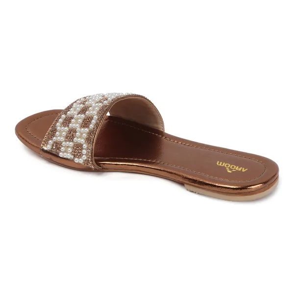 Aroom_Women�s_Pearl_Embellished_Ethnic_Slide_Sandals