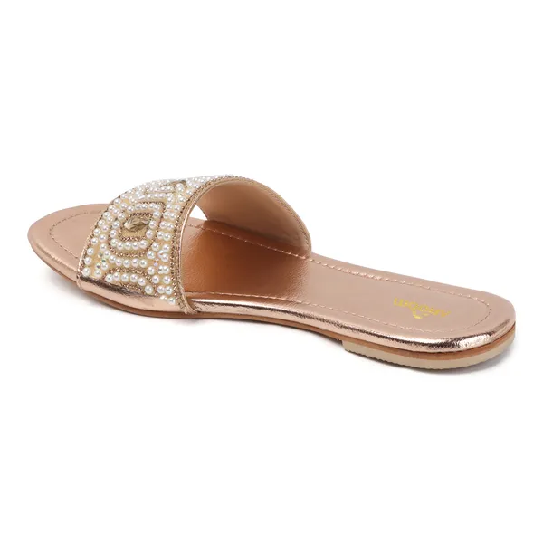 Aroom_Women�s_Pearl_Embellished_Ethnic_Slide_Sandals