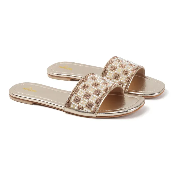 Aroom_Women�s_Pearl_Embellished_Ethnic_Slide_Sandals