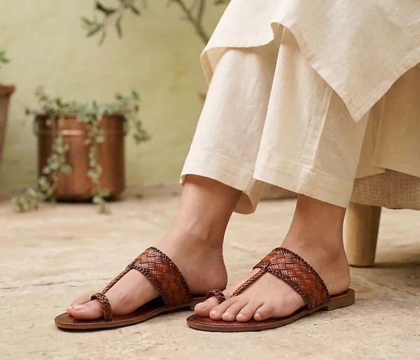 A_pair_of_stylish_women�s_slip-on_loafers_in_a_warm_tan/brown_color_with_a_subtle_ribbed_texture.