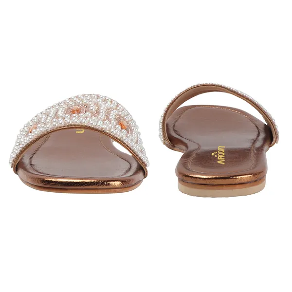 Aroom_Women�s_Pearl_Embellished_Ethnic_Slide_Sandals
