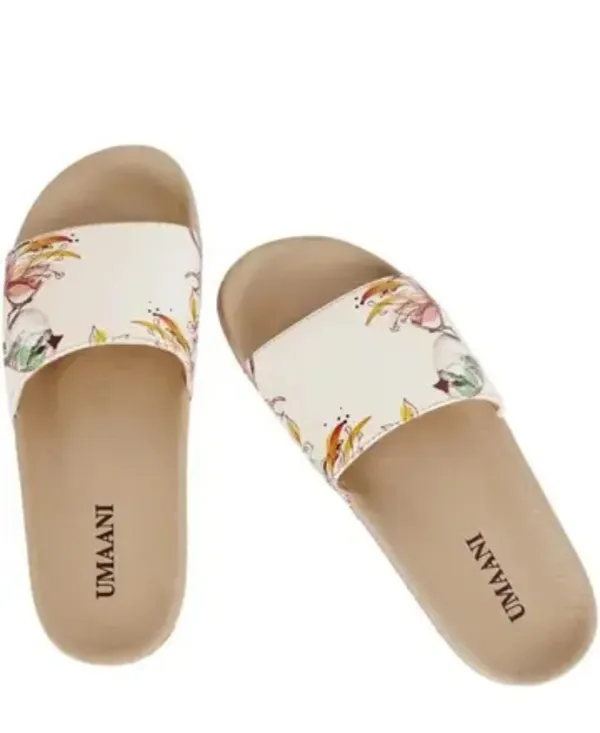 Floral_Print_Slide_Slippers_For_Women_Beige_Comfort_Footwear