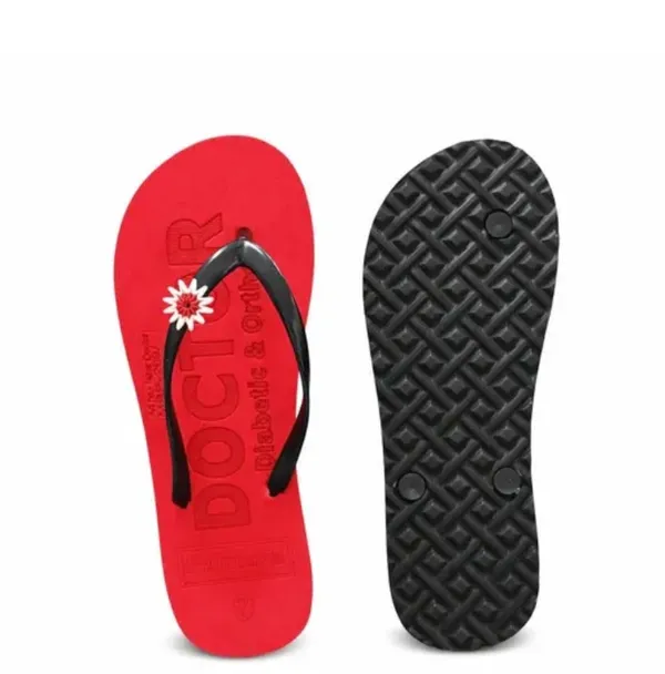Women_Red_Flip_Flops_With_Floral_Accent_Casual_Beach_Slippers