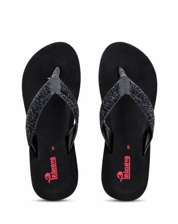 Chinava_Women_Black_Glitter_Flip_Flops_With_Diamond_Pattern_Sole