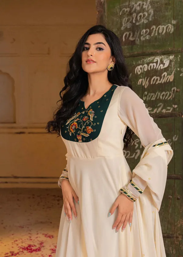 Beige_Georgette_Designer_Work_Gown_For_Women