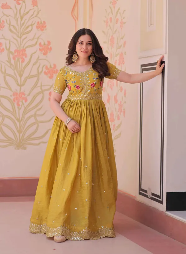 Designer_Yellow_Gold_Crush_Multi_Thread_Sequins_Embroidery_Work_Gown_For_Women