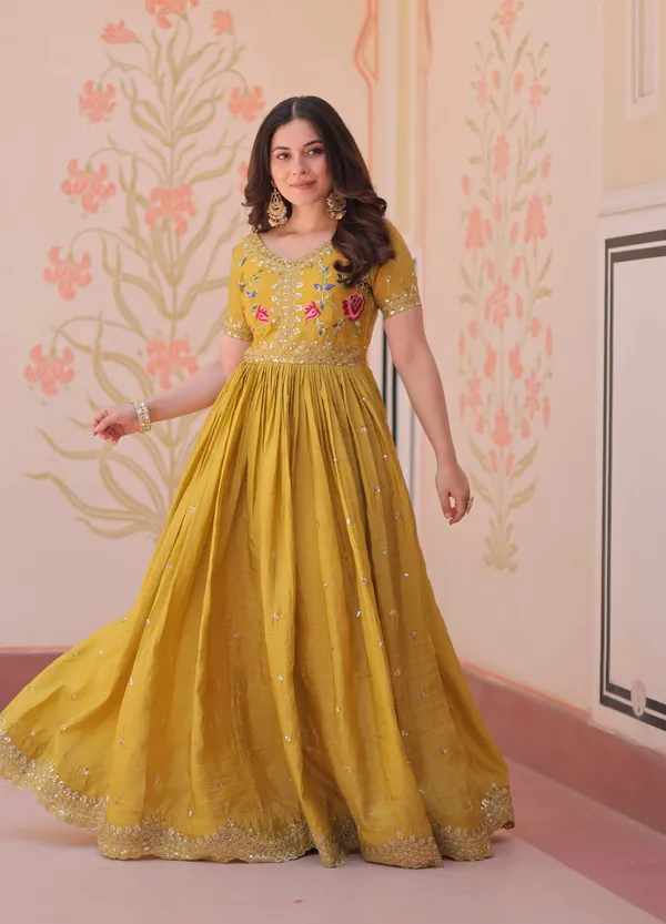 Designer_Yellow_Gold_Crush_Multi_Thread_Sequins_Embroidery_Work_Gown_For_Women